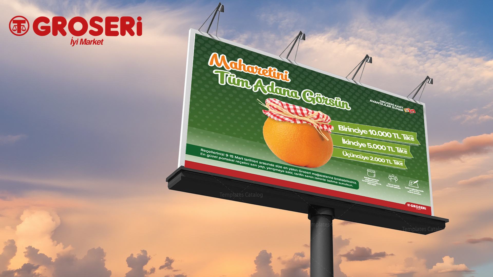 Groseri Market Bölgesel Kampanyalar İçin Açık Hava Billboard Tasarımı